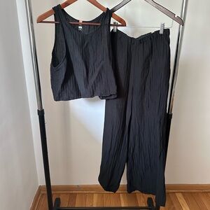 Lunya Linen Silk Crinkle Tank Pant Set
